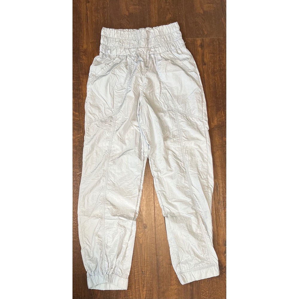Love Tree Womens High Waisted Nylon Jogger Pants Blue Silver Size M 6851PH
